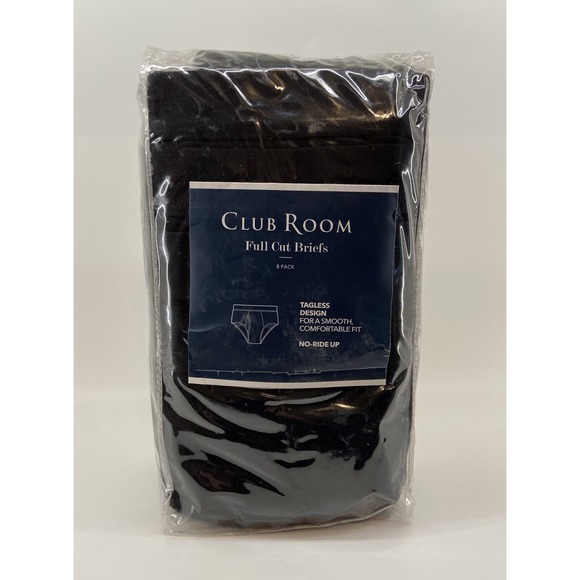 Club Room 8-Pack Men's XL Full Cut Briefs Tagless No-Ride Up Black - Picture 1 of 6